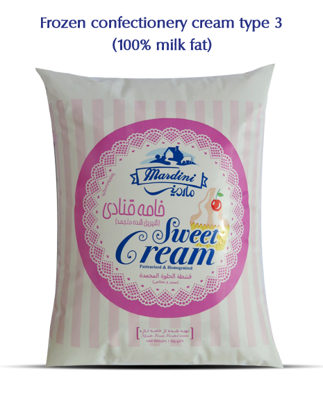 Confectioners cream with milk fat